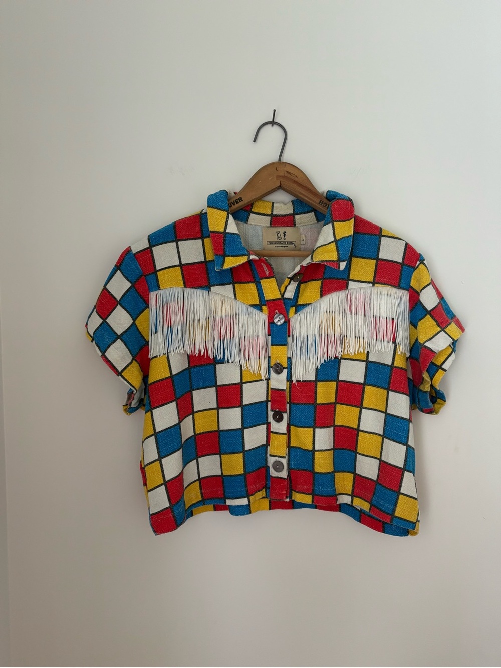 Fashion Brand Company clown western fringe top primary linen patchwork